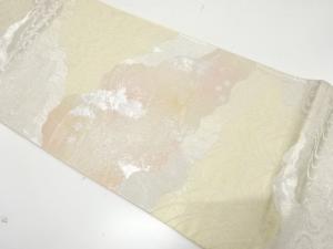 道長取りに観世水・草花模様織り出し　袋帯